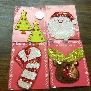 Iron On or Sew On Patch CHRISTmas Theme Set of 4